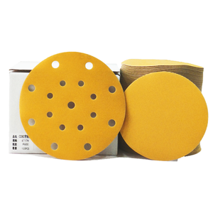 Disco de Lija Redondo OEM de 150 mm y 17 Agujeros, Disco Abrasivo de Óxido de Aluminio Dorado, Disco de Lija con Velcro, Almohadilla de Lija para Madera de 5 Pulgadas - Product Image 1