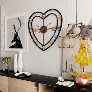 Relojes de pared personalizados de doble corazón para la familia, decoración para sala de estar, amigos, Reloj Simple, 50x50cm