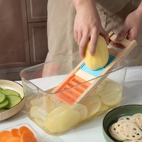 2-in-1 Handmatige Groentehakker Mandoline Snijder 45mm Extra Grote Julienne Snijder Massief Houten Professionele Keukenhulp Karton