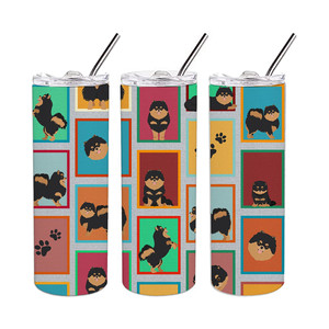 Vaso Delgado de Acero Inoxidable con Diseño de Pomerania en Negro y Marrón - Product Image 5