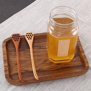 Juego de cubiertos de bambú: cuchara de madera con diseño de panal para café o bodas, vajilla portátil ideal para viajes. - Product Image 5