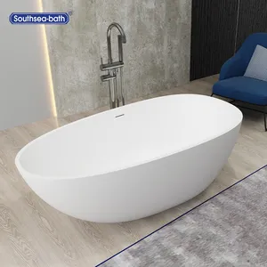 Solid Surface Bathtub Solid Surface Stone Freestanding Resin Stone Marble-Liked Bathtub For Bathroom
