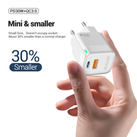 Cargador de 30W QC3.0 PD, Adaptador de Corriente Rápida USB Tipo-C, Material GAN para Macbook, Smartphone, Tablet, con Protección OVP, OTP, SCP