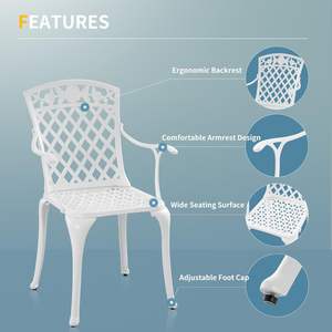 Juego de Sillas de Jardín Phoenix Withniture de Aluminio Fundido Resistente para 2 Personas, con Reposabrazos, para Asientos de <span class=keywords><strong>Bistro</strong></span> al Aire Libre - Product Image 4