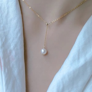 Collar de Perlas de Agua Dulce Naturales en Forma de Y, Plata 925, Chapado en Oro, Estilo Retro Chic, Diamante Versátil, Accesorio para Clavícula, Internet - Product Image 1