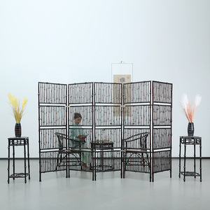 Chinese Style Bamboo Screen Partition 5 Panels Foldable Traditional Room Divider For Entryway Living Room Office Tea Room - Product Image 4