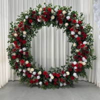 Arche florale de mariage, décoration de scène, arrangement d'arche de fleurs rouges pour festival, fête, événement
