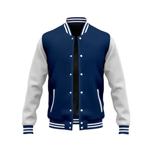 Chaqueta universitaria oversiezd en blanco personalizada fabricante vendedor a granel 4xl ropa de calle parche bombardero béisbol cuero Letterman chaqueta