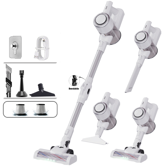 Home Hotel Pet Use Handheld Cordless Blow Suction Vacuum Cleaner Bent Tube Electric Brush Washable HEPA Filter