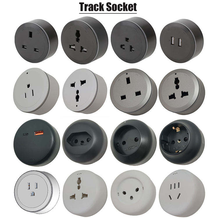 VNX Custom UK/AY/EU Power Track Outlet Electric Standard Concealed Table Electrical Power Track Socket