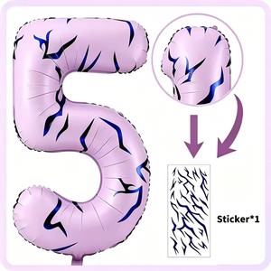 <span class=keywords><strong>Globo</strong></span> de Número 1-9 de 40 Pulgadas, <span class=keywords><strong>Globo</strong></span> de Número Grande de Papel Metálico Morado con Tema Musical de Tatuajes Oscuros para Decoraciones de Fiesta de Cumpleaños Inspiradas - Product Image 5