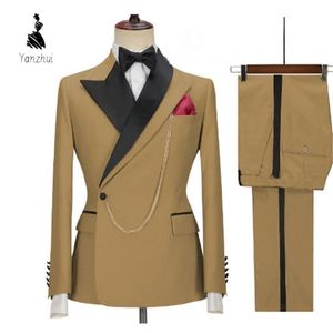 <span class=keywords><strong>Traje</strong></span> de Negocios de Dos Piezas <span class=keywords><strong>con</strong></span> Botón Lateral YZ para Hombre, Blazer y Pantalones a Juego, Atuendo Formal para Bodas, Novios y Banquetes - Product Image 4