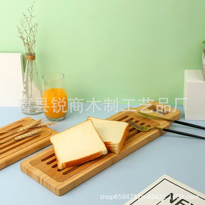 Planche à découper en bambou 48x15x2cm avec poignée et bac à miettes pour usage en cuisine - Product Image 3