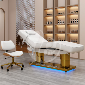 Cama de tratamiento facial más vendida para pestañas, base dorada reclinable, mesa de masaje para spa, tatuaje, muebles de salón de belleza - Product Image 6