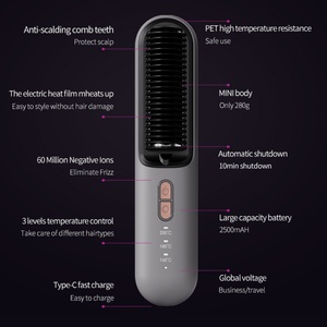 Hot Selling Electrical Brush Hair Straighten <b>Cordless</b> Hair Care Hair <b>Straightener</b> for Compact Travel-Frie - Product Image 4