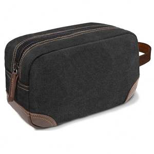 Trousse de Toilette en Toile pour Homme - Sac de Voyage Durable pour Articles de Rasage avec Accents en Cuir pour des Essentiels de Soin Organisés en Déplacement - Product Image 4