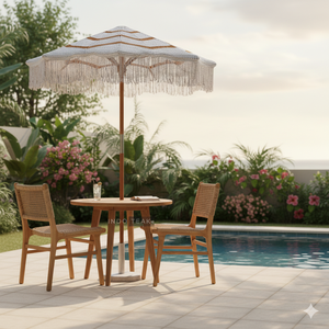 Sombrilla de Macramé Verona con Diseño Tropical, Sombrilla para Exteriores, Comodidad Refinada, Artesanía de Macramé Tejido a Mano, Resistente para Patio o Parque - Product Image 4