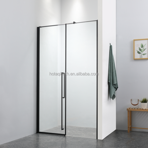 Paroi de douche coulissante moderne HOTAQI H-P36 en verre trempé de 6 mm, finition noir mat, design droit, rectangulaire, pour salle de <span class=keywords><strong>bain</strong></span> - Product Image 2