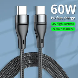 USB C To USB C Fast Charging Cable PD 60W Type C Charger Cord Nylon 3A Fast Charging Cable