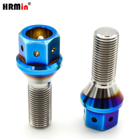 HRMin haute qualité Gr5 titane 60 degrés cône siège Auto brûlé bleu roue boulon titane boulon M14 * 1.25*28mm pour voiture de course