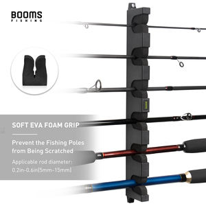 Booms Fishing WV5 Horizontal Fishing <b>Rod</b> Holders for Garage, Store up to 6 <b>Rod</b> and Reel Combo, Wall Mounted Fishing <b>Rod</b> Rack - Product Image 3