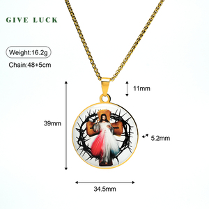 Kerah Catolico Kalung Baja Tahan Karat Bijoux bulat bijaoux Pendentif Foto Liontin Foto Liontin Foto Liontin Katolik Kalung Liontin - Product Image 2