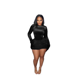 Combinaison moulante automne-hiver CN779 pour femmes européennes et américaines pour <span class=keywords><strong>Amazon</strong></span> Independent Station, sexy, décontractée, en <span class=keywords><strong>peluche</strong></span> courte, naturelle - Product Image 3