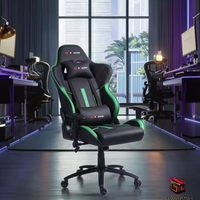 Chaise de jeu ergonomique pivotante en cuir PU moderne JR Racing avec base en métal à cinq étoiles et repose-pieds réglable en hauteur