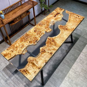 Vente en gros <span class=keywords><strong>Table</strong></span> de salon moderne de luxe personnalisée avec noyer <span class=keywords><strong>Table</strong></span> de rivière en résine époxy et bois massif pour le dîner - Product Image 2