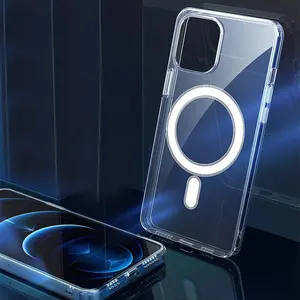 Accesorios de teléfono funda transparente de carga inalámbrica magnética impermeable para iPhone 14 Plus cubierta trasera de acrílico TPU móvil