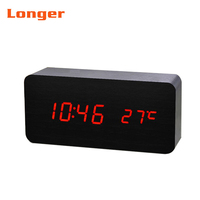 LG3041 Réveil numérique LCD LED en bois double alarme avec mode semaine/week-end Snooze pour enfants chevet ou bureau