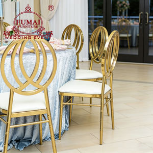 เก้าอี้สแตนเลสสำหรับงานแต่งงานสีทองซ้อนได้ทนทานทันสมัยหรูหราสำหรับกิจกรรมกลางแจ้งห้องนั่งเล่นและวิลล่า - Product Image 3