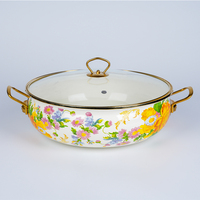Casserole en fonte émaillée céramique classique pour la cuisson à la vapeur, les ragoûts et les soupes, avec couvercle en verre, pour cuisinière à induction, usage domestique, hôtelier et en restaurant