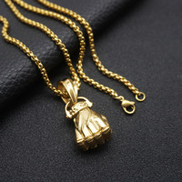 Kalung Fist Vintage Personalized Anti Karat Lapis Emas 18k Bahan Stainless Steel Liontin Perhiasan Fashion Berkualitas Tinggi untuk Pria