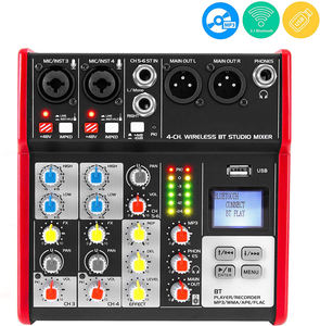 Tarjeta de sonido de grabación en vivo compacta de 4 canales Interfaz de audio Mezclador de consola de audio con ecualizador de 2 bandas y alimentación fantasma de 48V - Product Image 6