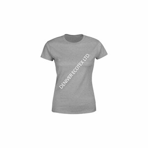 Camiseta gris de alta calidad con estampado informal de talla grande para mujer, camiseta en blanco de manga corta con cuello redondo, Camiseta de punto transpirable a precio al por mayor - Product Image 1