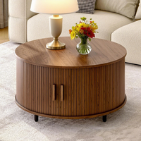 Table basse moderne du milieu du siècle avec 360 °   Tables d'appoint rondes à rainures avec porte coulissante incurvée pour salon Muebles Para La Casa