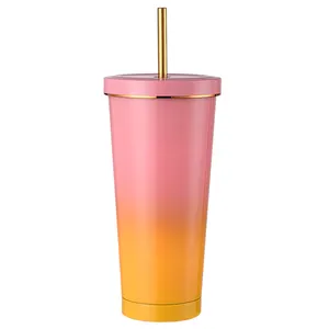 CUPPARK 750ml Stainless Steel Vacuum Insulated Colorful Painting Tumbler Drinking Cups With Straws