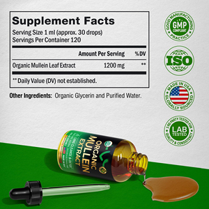 NON-GMO <span class=keywords><strong>Herbal</strong></span> Label pribadi ekstrak mulein organik tetes daun mulein suplemen paru & pembersihan tonik untuk perokok - Product Image 2