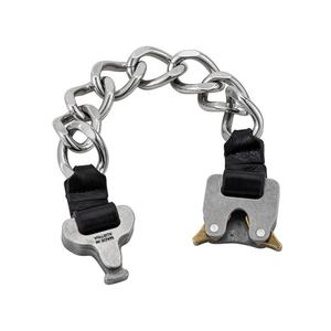 316L Stainless Steel Link <b>Bracelet</b> with <b>Leather</b> Accents Functional Street Style Unisex for Daily Wear and Hip Hop Outfits - Product Image 5