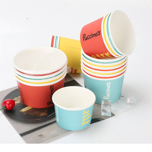 Custom Printed Food Grade Disposable Ice Cream Paper Cup with Lid 4oz 16oz <b>PLA</b> Ice Cream Paper Cups - Product Image 3