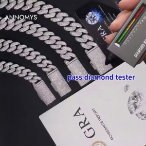 Khuyến Mãi Bán Hàng Hip Hop Đồ Trang Sức 10Mm Chiều Rộng Mặt Trăng Hình Dạng Vvs Moissanite Cuba Liên Kết Chuỗi 925 Sterling Silver Iced out Người Đàn Ông Vòng Cổ - Product Image 5