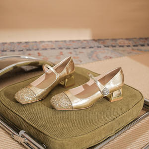 Chaussures à talons aiguilles dorées sexy pour femme, en cuir véritable, antidérapantes et confortables pour les fêtes et les mariages - Product Image 6