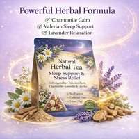 Tisane Naturelle Soutien Sommeil et Soulagement du Stress Ashwagandha Valériane Camomille Lavande Sans Caféine Marque Privée OEM