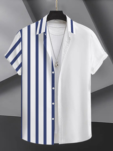 Camisa Casual Oversize <span class=keywords><strong>de</strong></span> Manga Corta <span class=keywords><strong>para</strong></span> Hombre, Novedad en Tops, Estilo Masculino, Ajuste Slim, Color Sólido - Product Image 4