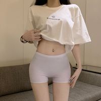 프리미엄 하이웨이스트 뱃살 보정 통기성 노출방지 편안한 신축성 있는 투명 아이스 실크 심리스 안전 팬츠