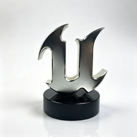 Trophée personnalisé en métal avec logo 3D, en alliage de zinc, avec base en cristal noir pour cérémonie de jeu, souvenir