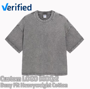 Camisetas personalizadas con logo impreso digitalmente, lavadas al ácido, estilo vintage, 100% algodón de alto gramaje, corte holgado, efecto lavado a la nieve. - Product Image 1