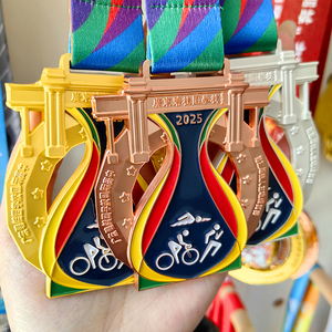 Bán buôn tùy chỉnh Hợp kim kẽm 3D Marathon chạy medasl thể thao kim loại Triathlon bóng đá chạy Huy chương với Ribbon - Product Image 5