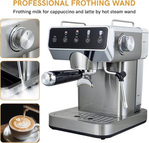 Machine à café à écran tactile en acier inoxydable, machine à expresso italienne, machine à café domestique, fabrication sur mesure - Product Image 4